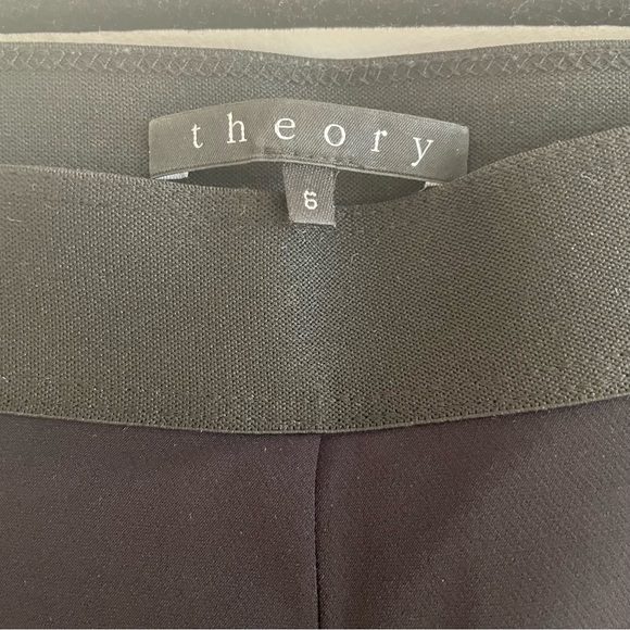 Theory Lamb Leather Trim Black Ponte Riding Leggings Pant - Picture 4 of 14